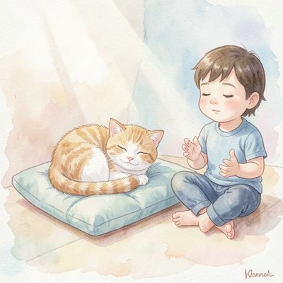 Ilustracja uspokajająca: Kot mruczy