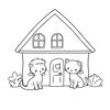 Kolorowanka — prosty domek i zwierzę