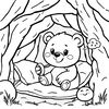 Kolorowanka: Niedźwiadek w jaskini