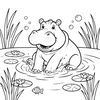 Kolorowanka: Hipopotam w rzece
