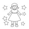 Kolorowanka — laleczka i gwiazdki