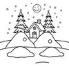 Kolorowanka – zimowy krajobraz
