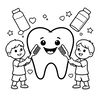 Kolorowanka: Wielki ząb i szczoteczka