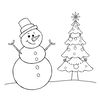 Kolorowanka: bałwanek i choinka (strona A4)