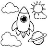 Kolorowanka: Rakieta i Samolot