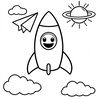 Kolorowanka: Rakieta i Samolot