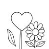 Kolorowanka: serce i kwiatek
