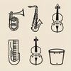Karty do gry: instrumenty w wersji konturowej
