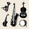 Karty do gry: instrumenty w wersji konturowej