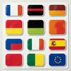 Naklejki i małe kartki z flagami — pamiątki