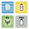 Etykiety na pojemniki: papier, plastik, bio, inne