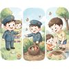 Ilustracja do opowieści: Strażnik znajduje śmieci i sadzi drzewko
