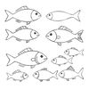 Szablony wycinanek: zestaw rybek w różnych kształtach