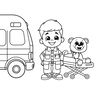 Kolorowanka: Ambulans i mały ratownik