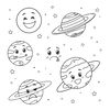 Kolorowanki: Planety-Emotki (kontury)