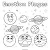 Kolorowanki: Planety-Emotki (kontury)