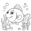 Kolorowanka: pluszowa rybka i morskie rośliny