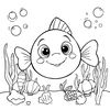 Kolorowanka: pluszowa rybka i morskie rośliny