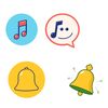 Ikony dźwięków: muzyka, głos, dzwoneczki