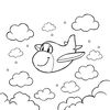 Kolorowanka: samolot i chmury