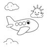 Kolorowanka: Mały samolot i chmury