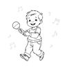 Kolorowanka: Maluch tańczy z grzechotką