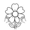 Kolorowanka: Kwiat i rączki
