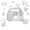 Kolorowanka: Małe radio i dźwięki