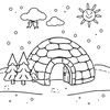Kolorowanka: Zimowy krajobraz z igloo