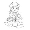 Kolorowanka: Dziecko sadzi nasionko