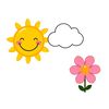 Ikony: słońce, chmura, kwiat — proste obrazki do druku