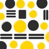 Arkusz naklejek: żółte kółka i czarne paski