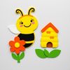Feltboard / plansze: zestaw obrazków (pszczoła, kwiat, ul)