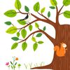 Duża ilustracja do czytania — Drzewo i zwierzątka