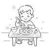 Kolorowanka: dziecko robi pizzę