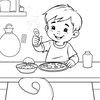 Kolorowanka: dziecko robi pizzę