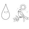 Kolorowanka: Mała kropla i ptaszek