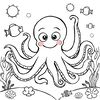 Kolorowanka: wesoła ośmiornica