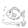 Kolorowanka: prosta rybka z falami