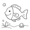 Kolorowanka: prosta rybka z falami
