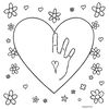 Kolorowanka: Serduszko i odcisk dłoni