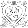 Kolorowanka: Serduszko i odcisk dłoni