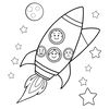 Kolorowanka: Rakieta z buźkami emocji