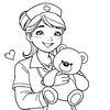 Kolorowanka — Pani pielęgniarka z misiem