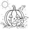 Kolorowanka: dynia i nietoperz