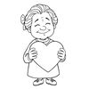 Kolorowanka: Babcia z serduszkiem