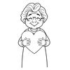 Kolorowanka: Babcia z serduszkiem
