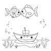 Kolorowanka — rybki i łódka