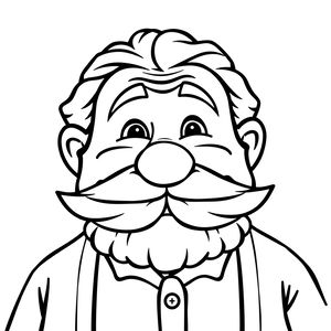 Strona do kolorowania: Dziadek z wąsami