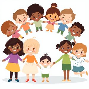 Obrazek: różne dzieci trzymające się za ręce